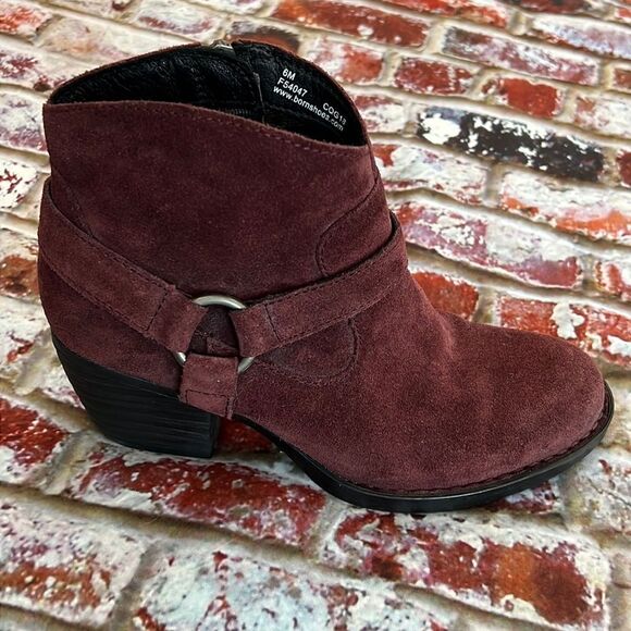 Born brand plum, suede, ankle boot, hand, crafted leather - Picture 2 of 9